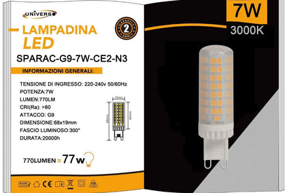 Lampadine LED G9 7W 770LM 10 Pezzi 220-240V SPARAC-G9-7W-CE2-N