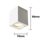 Portafaretto in Gesso da Soffitto GU10, Faretto Quadrato Bianco Verniciabile, Design Moderno, IP20, Senza Lampadina GS-C90-Q