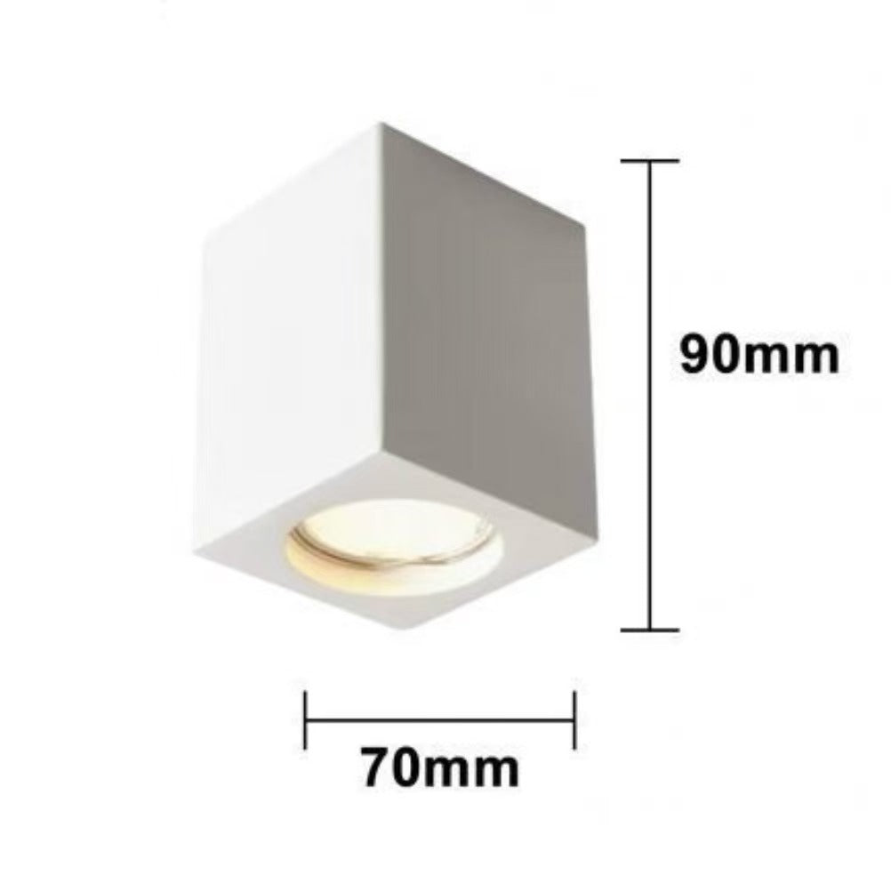 Portafaretto in Gesso da Soffitto GU10, Faretto Quadrato Bianco Verniciabile, Design Moderno, IP20, Senza Lampadina GS-C90-Q