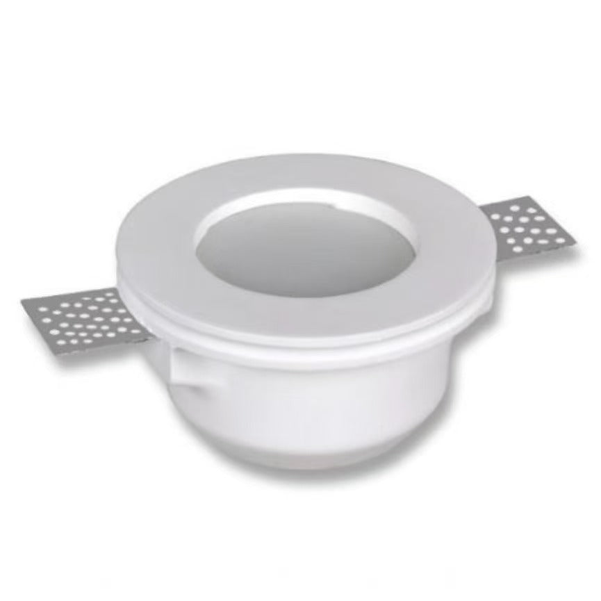 Portafaretto in Gesso da Incasso GU10 Ø120 mm – Verniciabile, Per Cartongesso, Compatibile LED, Design Minimal Bianco GS-15