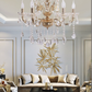 TEKHOME Lampadario Sospeso a 6 Luci Stile Candela con Cristalli e Struttura Dorata, Design Classico ed Elegante, Attacco E14 40W, per Sale da Pranzo e Soggiorni, 65cm, Oro (Senza Lampadine) A18-O