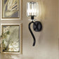TEKHOME Applique da Parete in Cristallo Nero E36-1, Portalampada E14, Lampada da Muro Classica in Metallo e Vetro per Soggiorno, Camera e Corridoio
