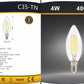 Lampadine LED E14 4W, Confezione da 5 Pezzi, 440LM, 3000K/4000K/6500K, Lampadine LED Decorative in Vetro Trasparente, Luce a 360°, Basso Consumo, Non Dimmerabili, Modello C35-TN