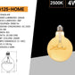 Lampadine LED Decorative E27 G125 Home, Confezione da 5 Pezzi, 4W 2500K, 320LM, Globo XL Ø125mm, Vetro Ambrato, Design con Scritta “Home”, Luce Extra Calda, 360°, Modello G125-HOME