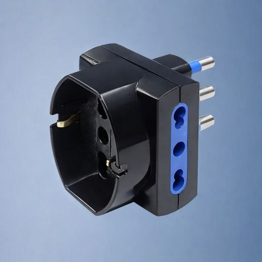 5 Pezzi Adattatore Presa 16A con Spina Schuko, 2 Prese Bipasso 10/16A + Presa Universale, Max 1500W, – Mod. 31250 / 31250N