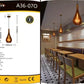 Lampada a Sospensione in Vetro Ambra E27, Stile Moderno, Regolabile 40–120 cm, Paralume in Vetro Soffiato, Ideale per Cucina Soggiorno Bar Ristorante – A36-07O