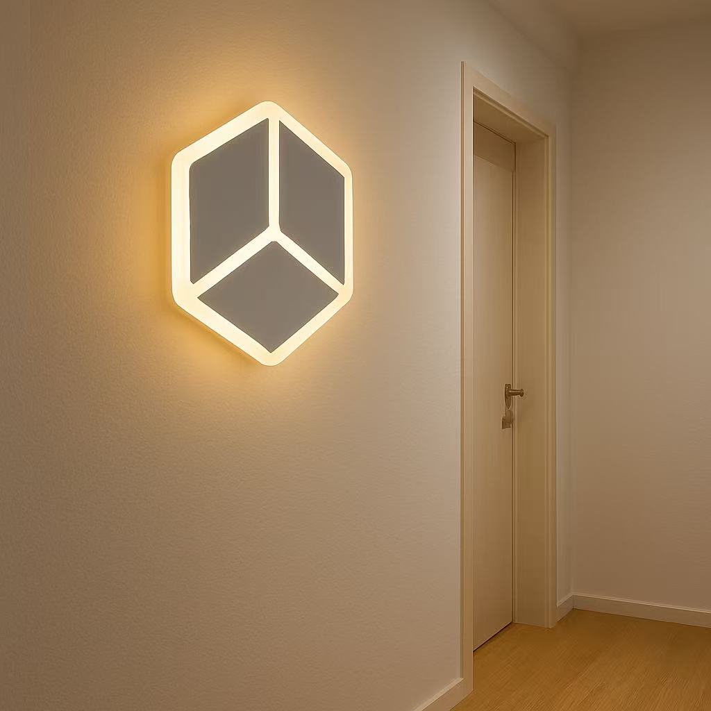 TEKHOME Applique da Parete LED 12W Forma Cubo Geometrico Bianco, Lampada da Muro Moderna 3000K-6500K CCT, Illuminazione Decorativa Interna Camera da Letto e Soggiorno AQ11-3C