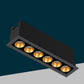 Faretto LED da Incasso Rettangolare 11W, 6 Spot, CRI ≥90, Fascio 24°, Alluminio Nero, Faretti da Incasso per Cartongesso e Controsoffitto, 3000K/4000K/6500K, 1 Pezzo, XTD-6-N
