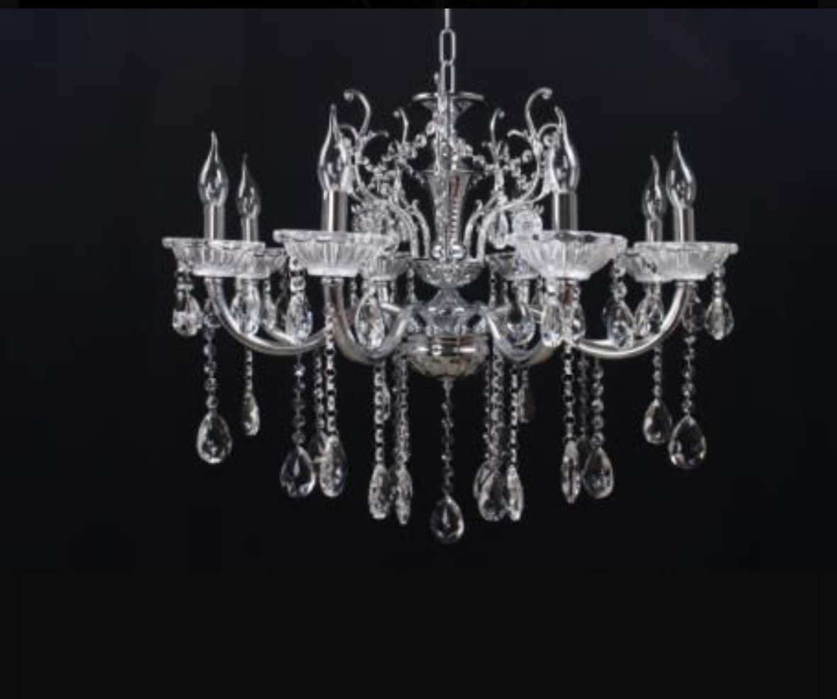 TEKHOME Lampadario Sospeso a 8 Luci Stile Candela con Cristalli, Design Classico, Attacco E14 40W, per Sale da Pranzo, Disponibile in Oro e Cromo (Senza Lampadine) A19