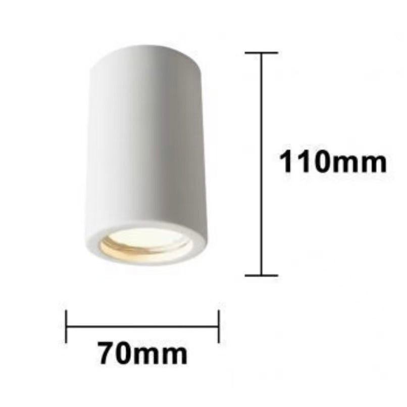 Portafaretto in Gesso GU10 da Soffitto, Faretto da Incasso Verniciabile, Design Cilindrico Bianco, per Cartongesso, Lampadina Non Inclusa GS-C110-T