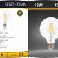 Lampadine LED E27 G125 12W, Confezione da 5 Pezzi, Globo XL Ø125mm, 1300-1500LM, Luce 2600K/3000K/4000K/6500K, Vetro Trasparente o Ambrato, Fascio Luminoso 360°, Basso Consumo,G125-T12