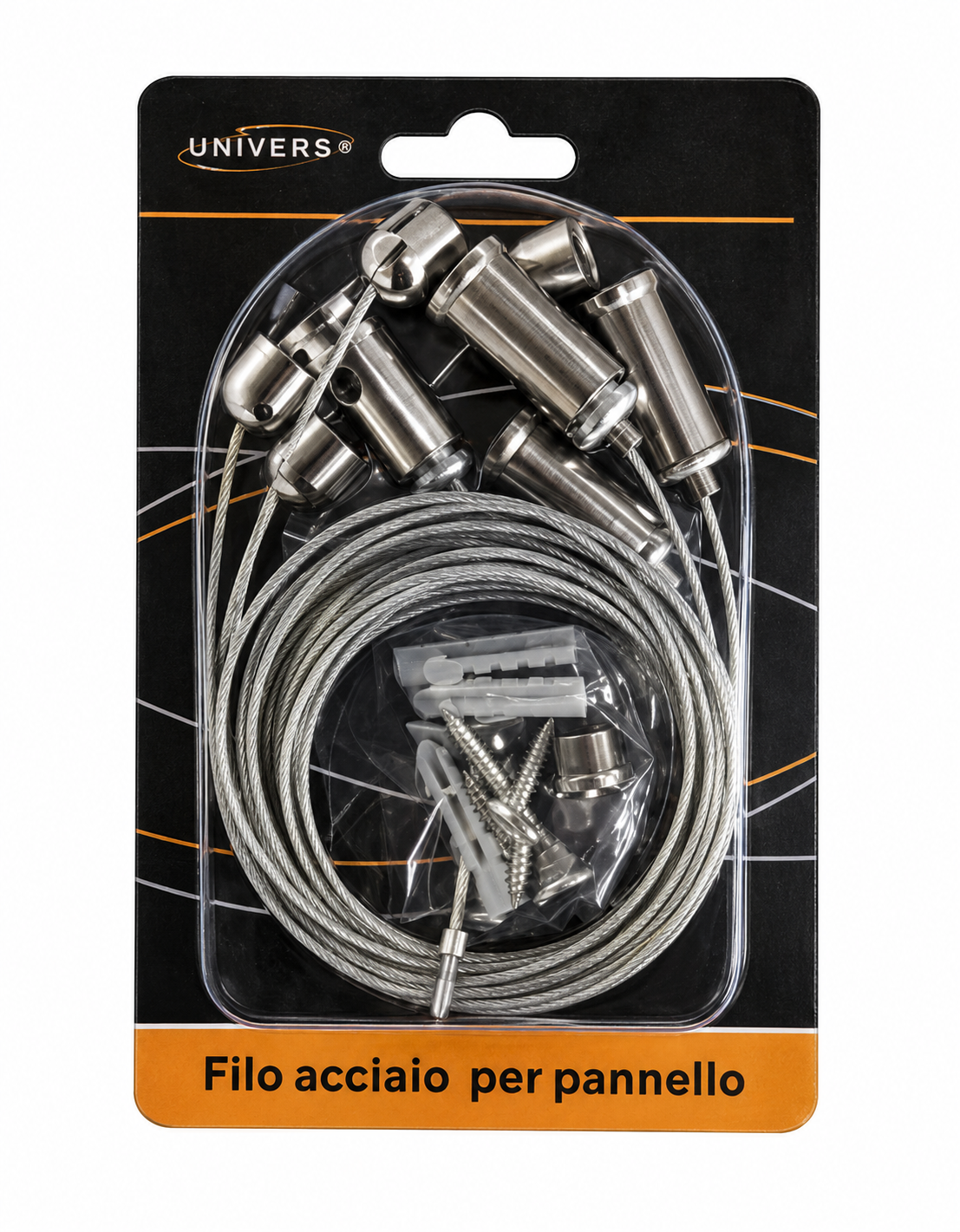 Kit Sospensione per Pannello LED 60x60 cm, 5 Set da 4 Fili in Acciaio 120 cm, Totale 20 Cavi, Accessori per Montaggio a Sospensione Pannelli LED, Viti e Tasselli Inclusi, 5 Pezzi P600-S