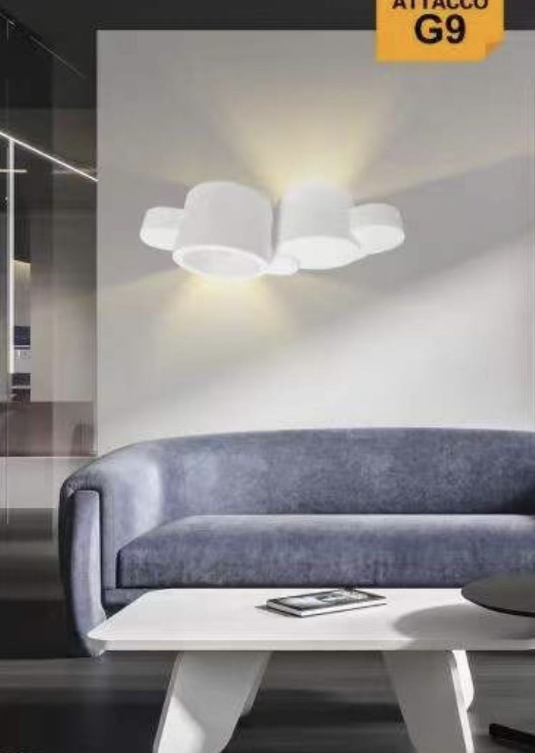 TEKHONE Applique da Parete in Gesso Bianco Moderno, Doppia Emissione di Luce, Attacco G9, Verniciabile, Lampada da Muro per Soggiorno Camera Corridoio – GS-E77
