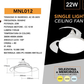 Ventilatore da Soffitto con Luce LED 22W E27 – Plafoniera con Ventola Silenziosa, 3 Colori di Luce 3000K/4000K/6500K, Telecomando, Memoria, per Camera da Letto e Soggiorno MNL012