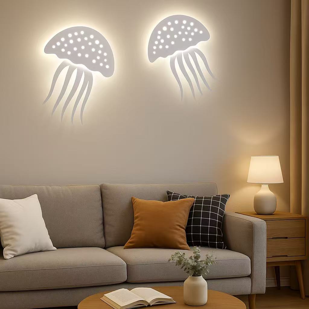 TEKHOME Applique da muro LED 8W design creativo a forma di medusa, 3 temperature colore 3000K-4000K-6500K, lampada da parete moderna per soggiorno e camera da letto AQ27-B3C