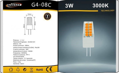 Lampadine LED G4 3W 280LM 12V 10 Pezzi G4-08
