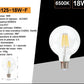 Lampadine LED E27 G125 18W, Confezione da 5 Pezzi, Globo XL Ø125mm, 2380LM, Luce 3000K/4000K/6500K, Vetro Trasparente, Fascio Luminoso 360°, Basso Consumo Energetico, G125-18W