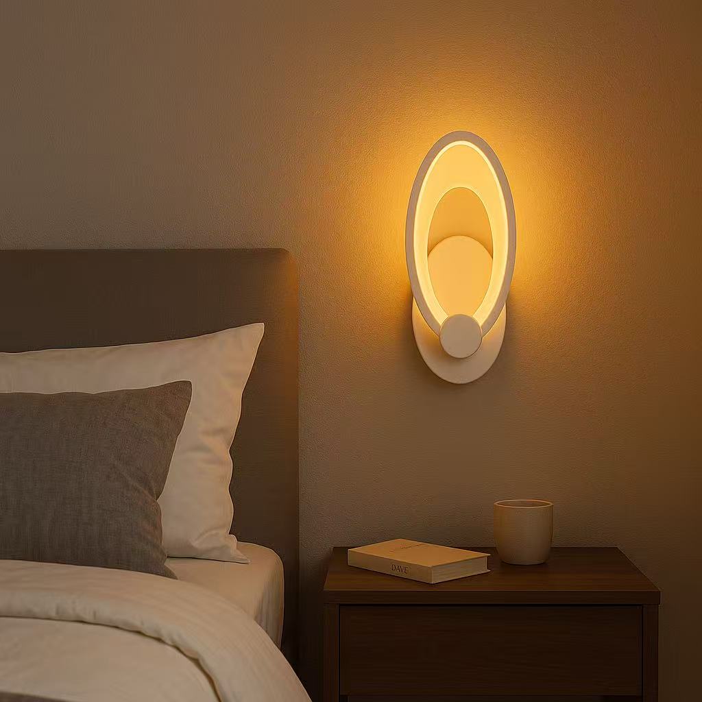 TEKHOME Applique da Parete LED 9W CCT 3000K-6500K Bianca, Lampada da Muro Moderna Dimmerabile, Design Decorativo Interno E25-3C
