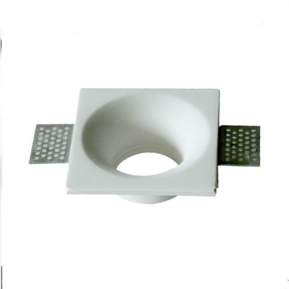 Portafaretto in Gesso da Incasso Quadrato per Cartongesso, Attacco GU10, Verniciabile, Bianco, Foro 105×105 mm GS-14