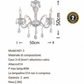 TEKHOME Lampadario Sospeso Design con 3 Luci, Vetro e Finitura Oro, Attacco E14, 40W Max per Lampada, per Interni, Dimensioni 50x50cm (Lampadine Non Incluse) A01-3