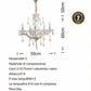 TEKHOME Lampadario Sospeso a 5 Luci con Design Geometrico e Paralumi in Vetro, Struttura Moderna in Oro, Attacco E14 40W, per Soggiorno Sala da Pranzo, 70cm, Oro (Senza Lampadine) A60-5