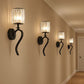 TEKHOME Applique da Parete in Cristallo Nero E36-1, Portalampada E14, Lampada da Muro Classica in Metallo e Vetro per Soggiorno, Camera e Corridoio