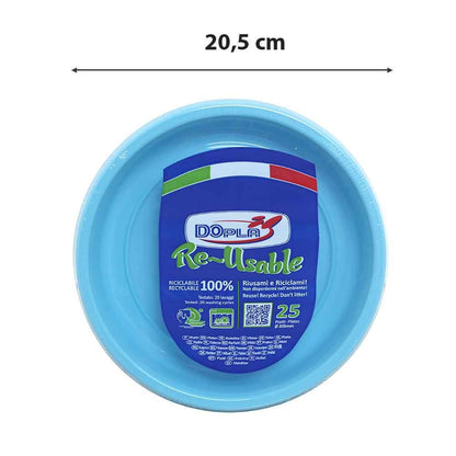 Dopla piatti fondi colorati 20,5cm confezione 25pz riutilizzabili