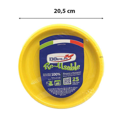Dopla piatti fondi colorati 20,5cm confezione 25pz riutilizzabili