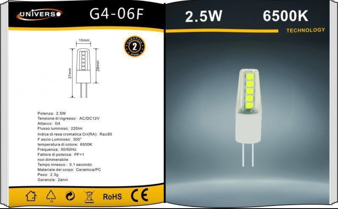 Lampadine LED G4 2.5W 220LM 12V 10 Pezzi G4-06
