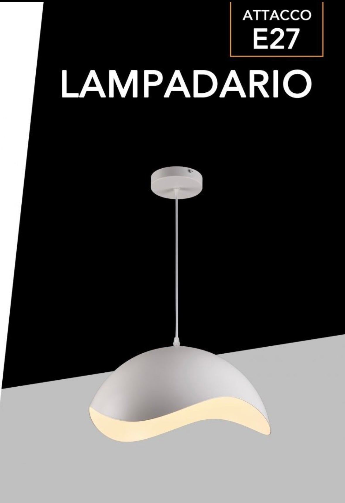 Lampadario Sospeso E27 Moderno a Forma di Conchiglia, Regolabile, Design Minimalista per Cucina, Soggiorno e Camera da Letto (Nero e dorato) A23
