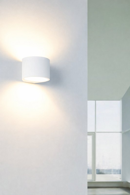 TEKHONE Applique da Parete in Gesso Bianco, Design Moderno Up & Down, Attacco G9, Verniciabile, per Soggiorno Camera Corridoio – GS-E65