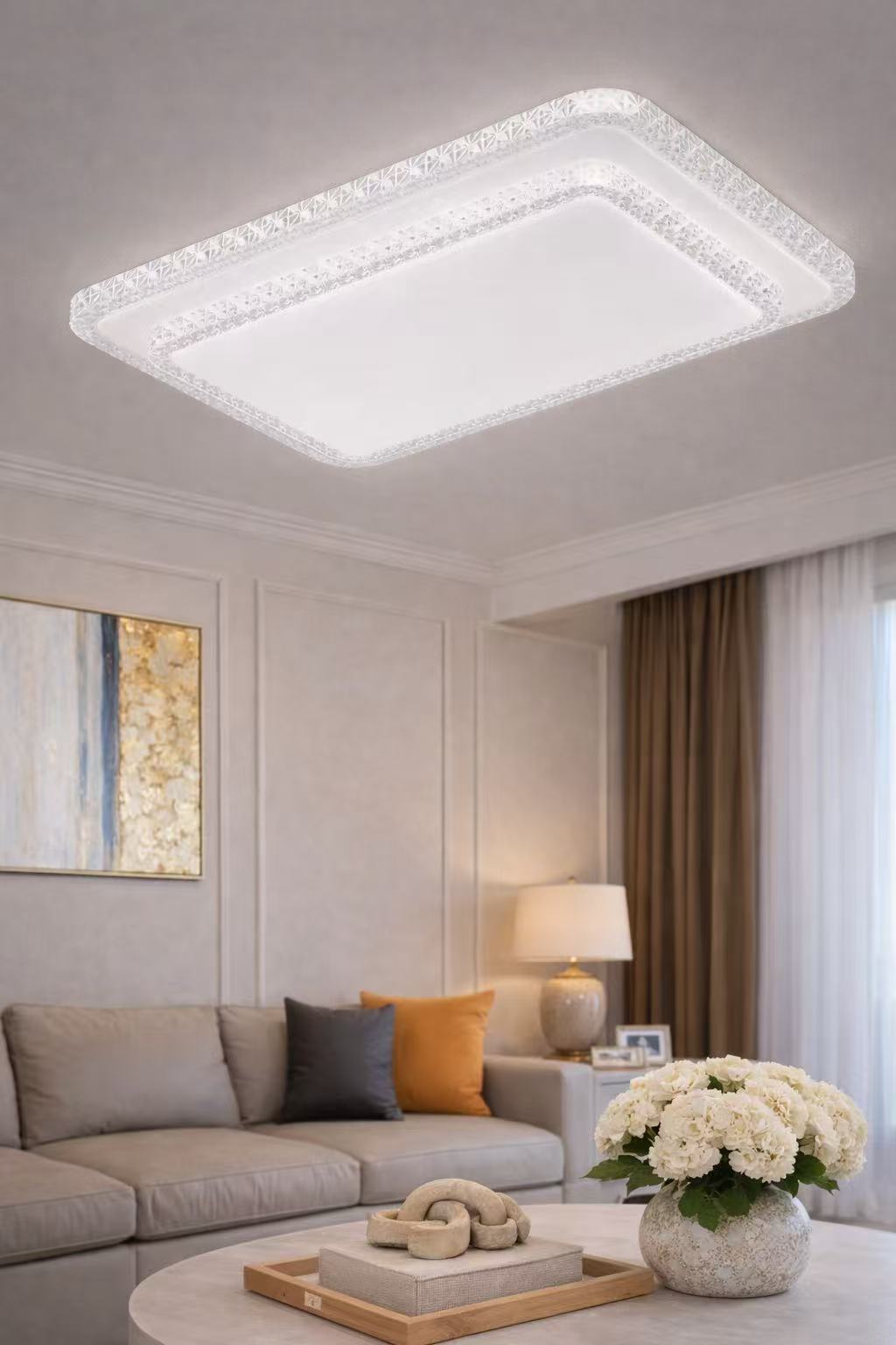 Plafoniera LED 64W con Telecomando, Lampada da Soffitto Dimmerabile CCT 3000K-4000K-6500K, Moderna in Metallo e Alluminio per Soggiorno Camera Cucina – C65-S-3C