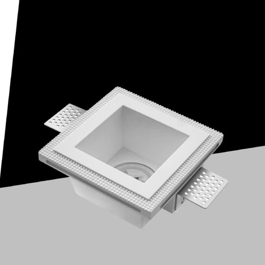 Portafaretto in Gesso da Incasso GU10 – Faretto da Incasso in Gesso Verniciabile, Bianco, IP20, Max 35W, per Controsoffitto Cartongesso GS-01