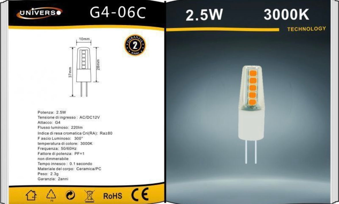 Lampadine LED G4 2.5W 220LM 12V 10 Pezzi G4-06