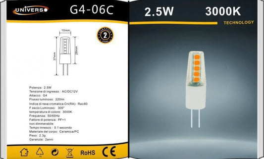Lampadine LED G4 2.5W 220LM 12V 10 Pezzi G4-06
