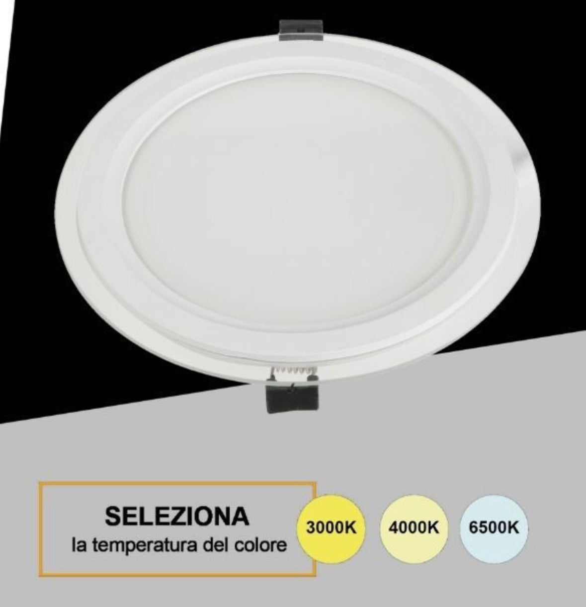 Pannello LED da Incasso Rotondo 24W 2400LM, 3 Temperature Colore Selezionabili 3000K 4000K 6500K, Faretto LED Ø240mm, Foro Ø205mm, Fascio 120°, CRI≥80, IP20, 1 Pezzo, P-205E-T3C