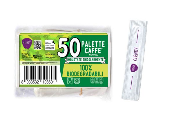 Palettine caffe' legno 50pz monouso singoli