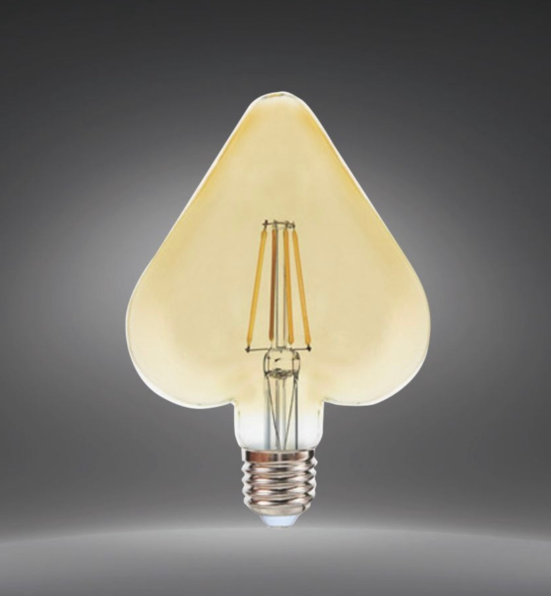 Lampadine LED Decorative E27 a Forma di Cuore, Confezione da 5 Pezzi, 4W 2500K, 350LM, Vetro Ambrato, Luce Extra Calda, 360°, Lampadina Design per Decorazione, Modello CU-OC