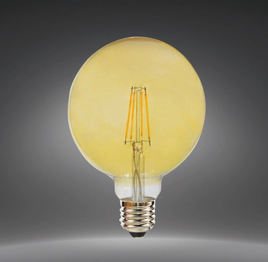 Lampadine LED E27 G125 12W, Confezione da 5 Pezzi, Globo XL Ø125mm, 1300-1500LM, Luce 2600K/3000K/4000K/6500K, Vetro Trasparente o Ambrato, Fascio Luminoso 360°, Basso Consumo,G125-T12