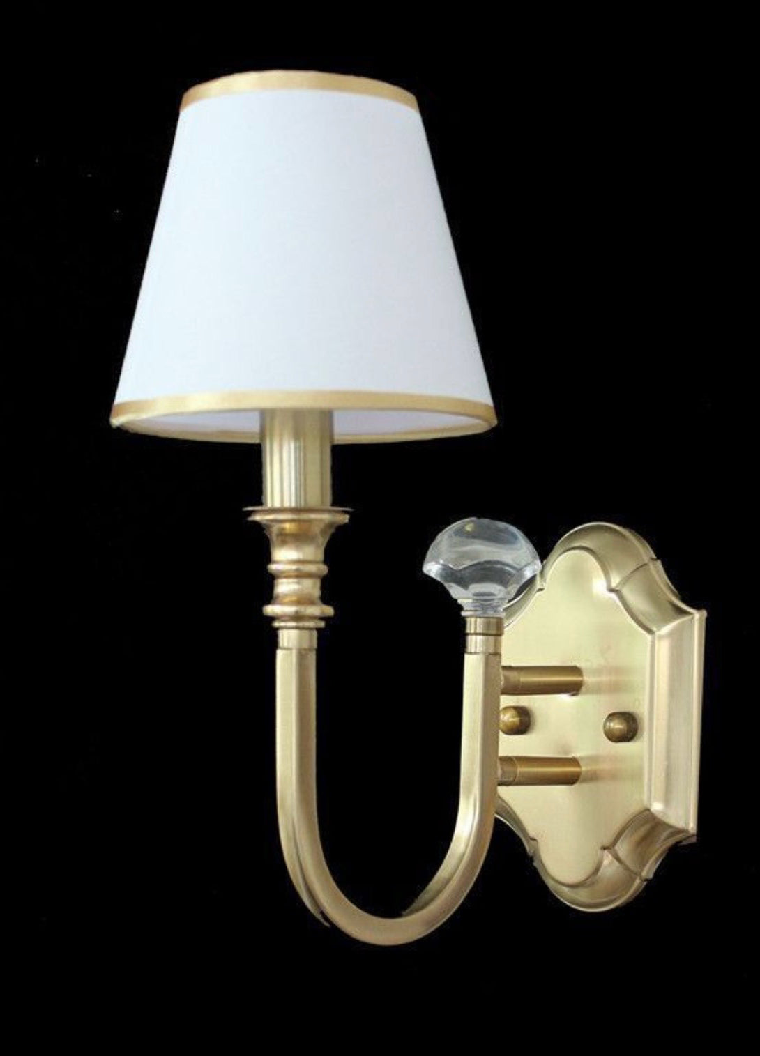 TEKHOME Applique da Parete Classica con Paralume in Tessuto, Stile Americano a Candelabro, Attacco E14, Struttura in Metallo Dorato, Lampada da Parete per Camera da Letto, Soggiorno e Corridoio E40