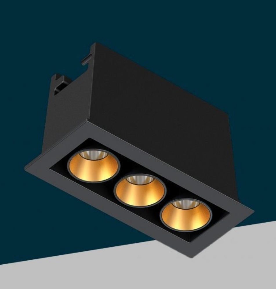 Faretto LED da Incasso Rettangolare Nero 6W, 3 Spot, CRI ≥90, Fascio 24°, Alluminio, Faretti da Incasso per Cartongesso e Controsoffitto, 3000K/4000K/6500K, 1 Pezzo, XTD-3-N