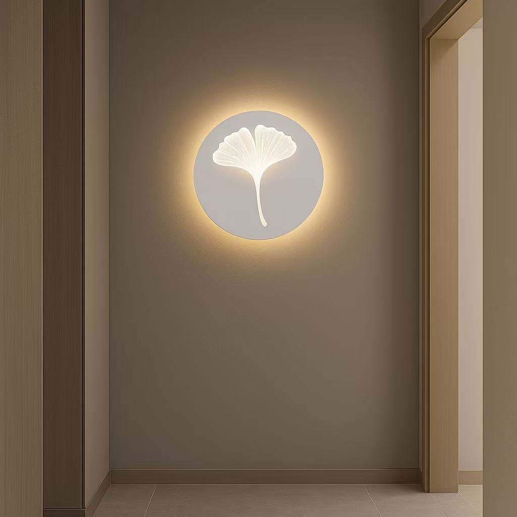 TEKHOME Applique da muro LED 9W design foglia di ginkgo, luce regolabile 3000K-6500K, lampada da parete decorativa moderna per camera da letto e soggiorno AQ29-B3C