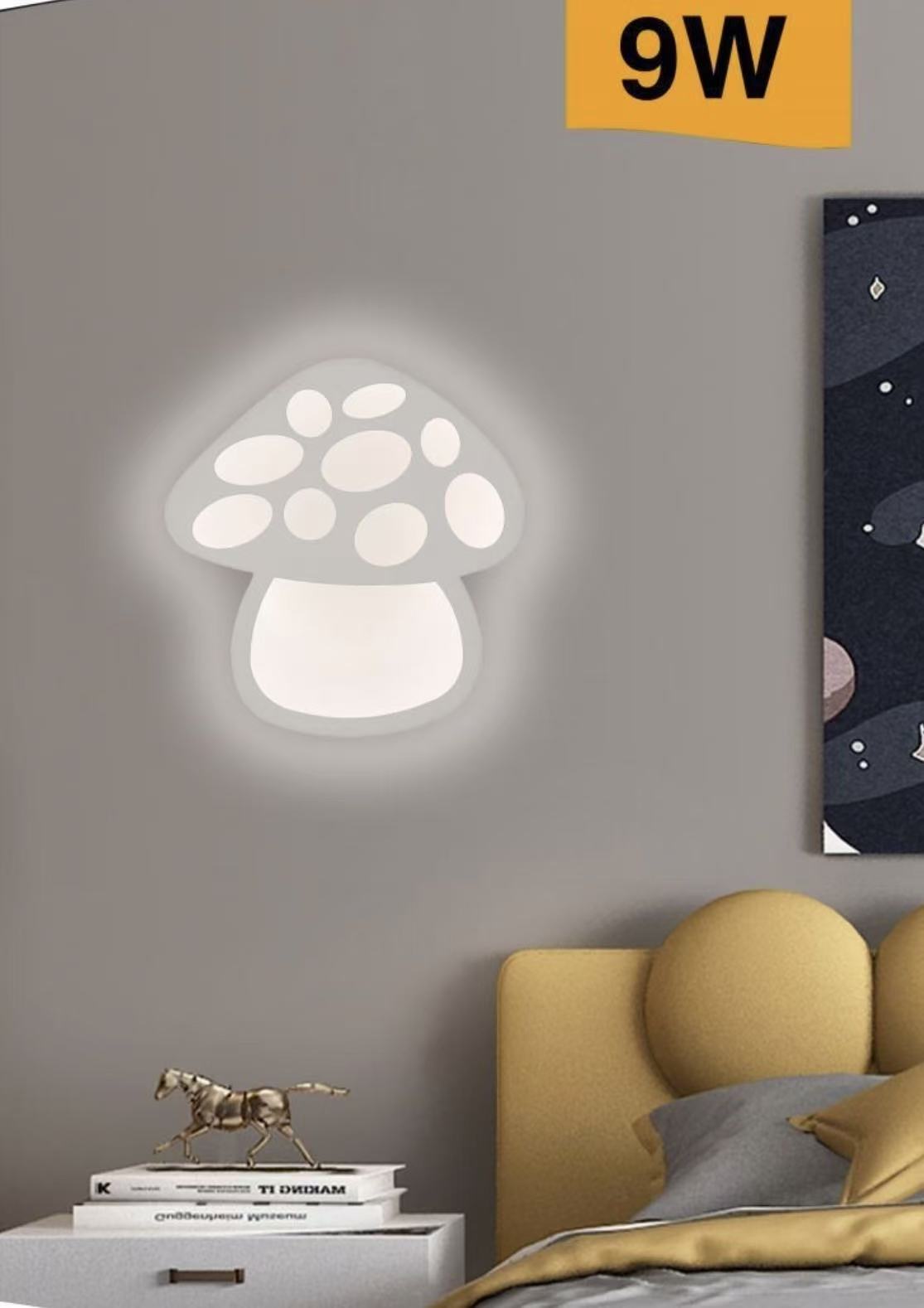 TEKHOME Applique da muro LED 9W a forma di fungo, luce regolabile 3000K-6500K, lampada decorativa per cameretta, soggiorno e camera da letto AQ26-B3C