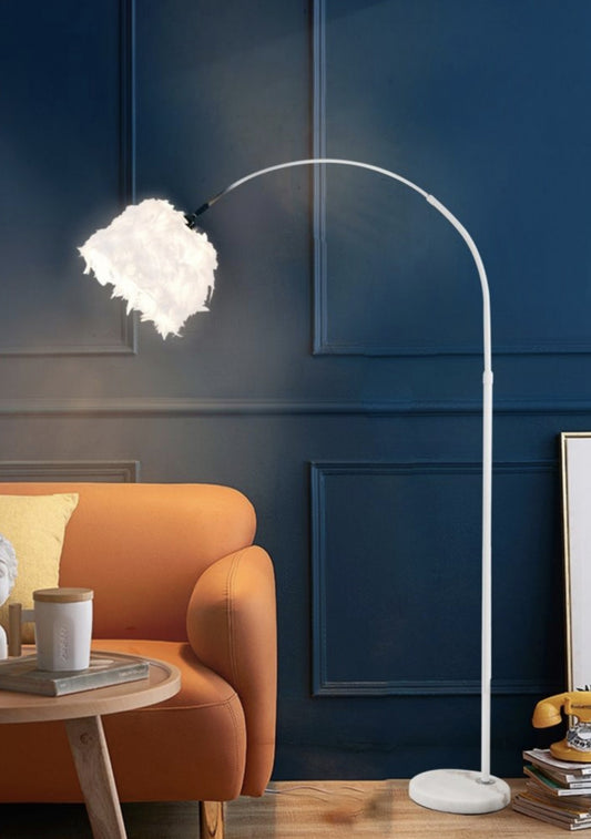LAMPADA DA TERRA AD ARCO MODERNO CON PIUME MODELLO ANGELO
