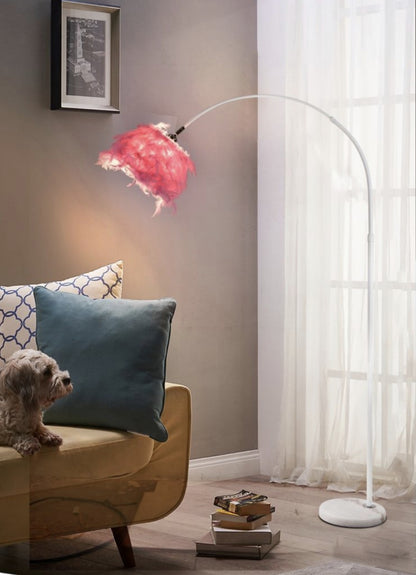 LAMPADA DA TERRA AD ARCO MODERNO CON PIUME MODELLO ANGELO D26